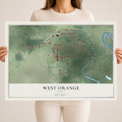 Map of West Orange, Texas, 18 x 24 inch unframed archival matte print