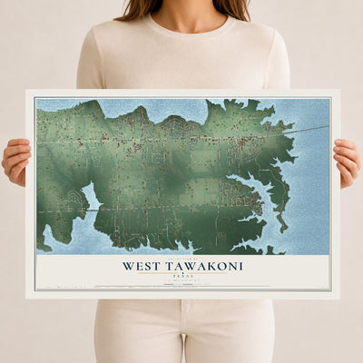 Map of West Tawakoni, Texas, 12 x 18 inch unframed archival matte print