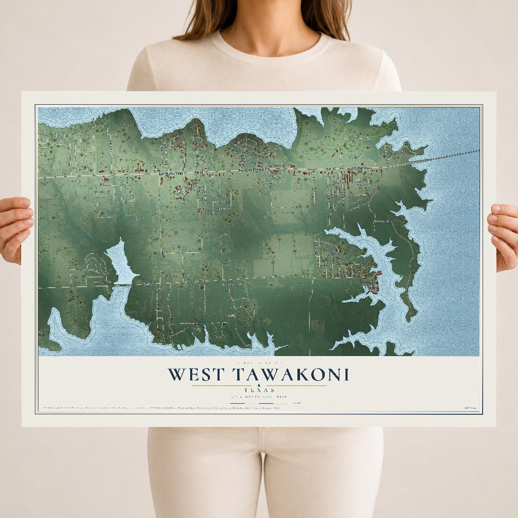 Map of West Tawakoni, Texas, 18 x 24 inch unframed archival matte print