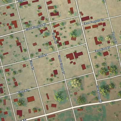 Close-up of the map of Westbrook, Texas print showing street and building detail