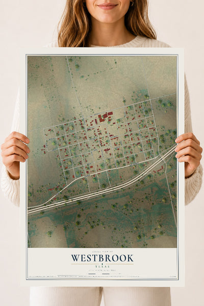 Map of Westbrook, Texas, 18 x 24 inch unframed archival matte print