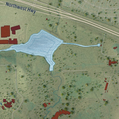 Second close-up of the map of Westlake, Texas print showing more streets and buildings