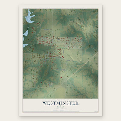Westminster, Texas map print, the full design