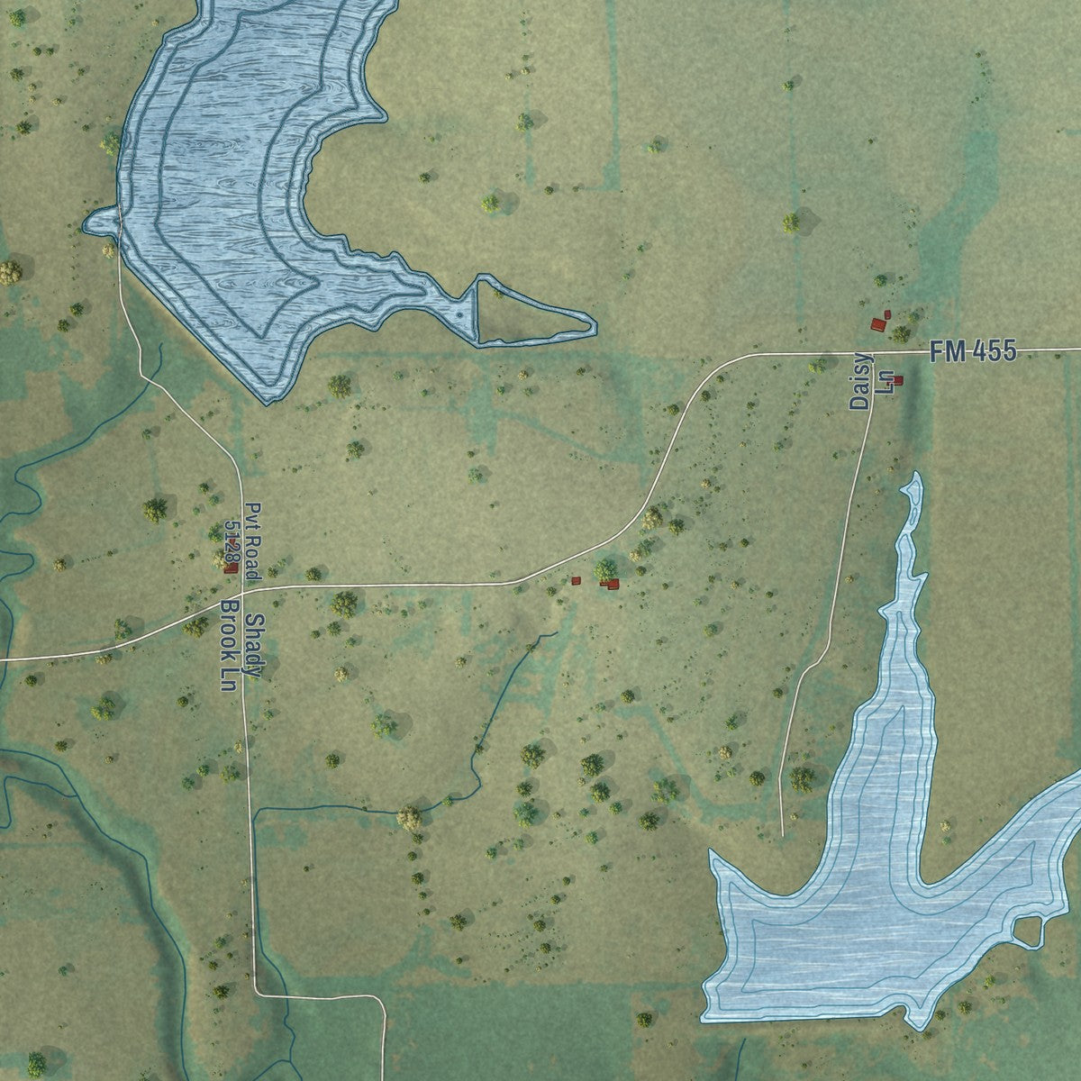 Close-up of the map of Weston, Texas print showing street and building detail