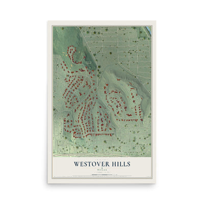Map of Westover Hills, Texas, 12 x 18 inch unframed archival matte print