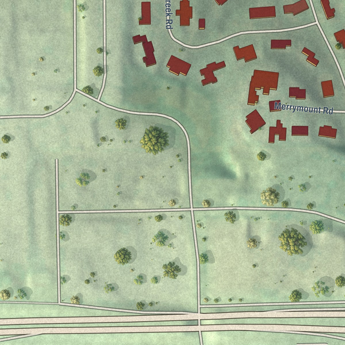 Second close-up of the map of Westover Hills, Texas print showing more streets and buildings