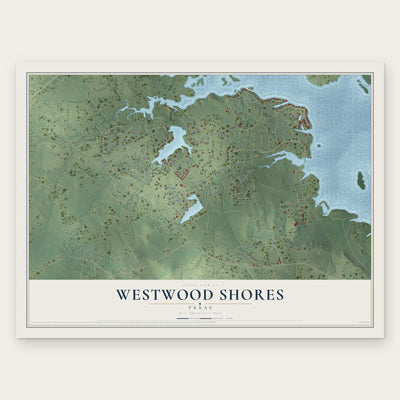Westwood Shores, Texas map print, the full design