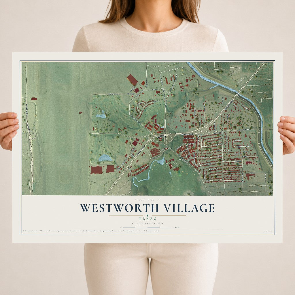 Map of Westworth Village, Texas, 18 x 24 inch unframed archival matte print