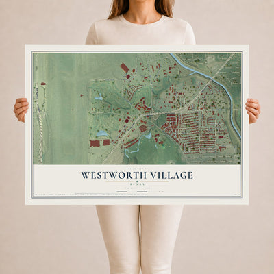 Map of Westworth Village, Texas, 24 x 36 inch unframed archival matte print