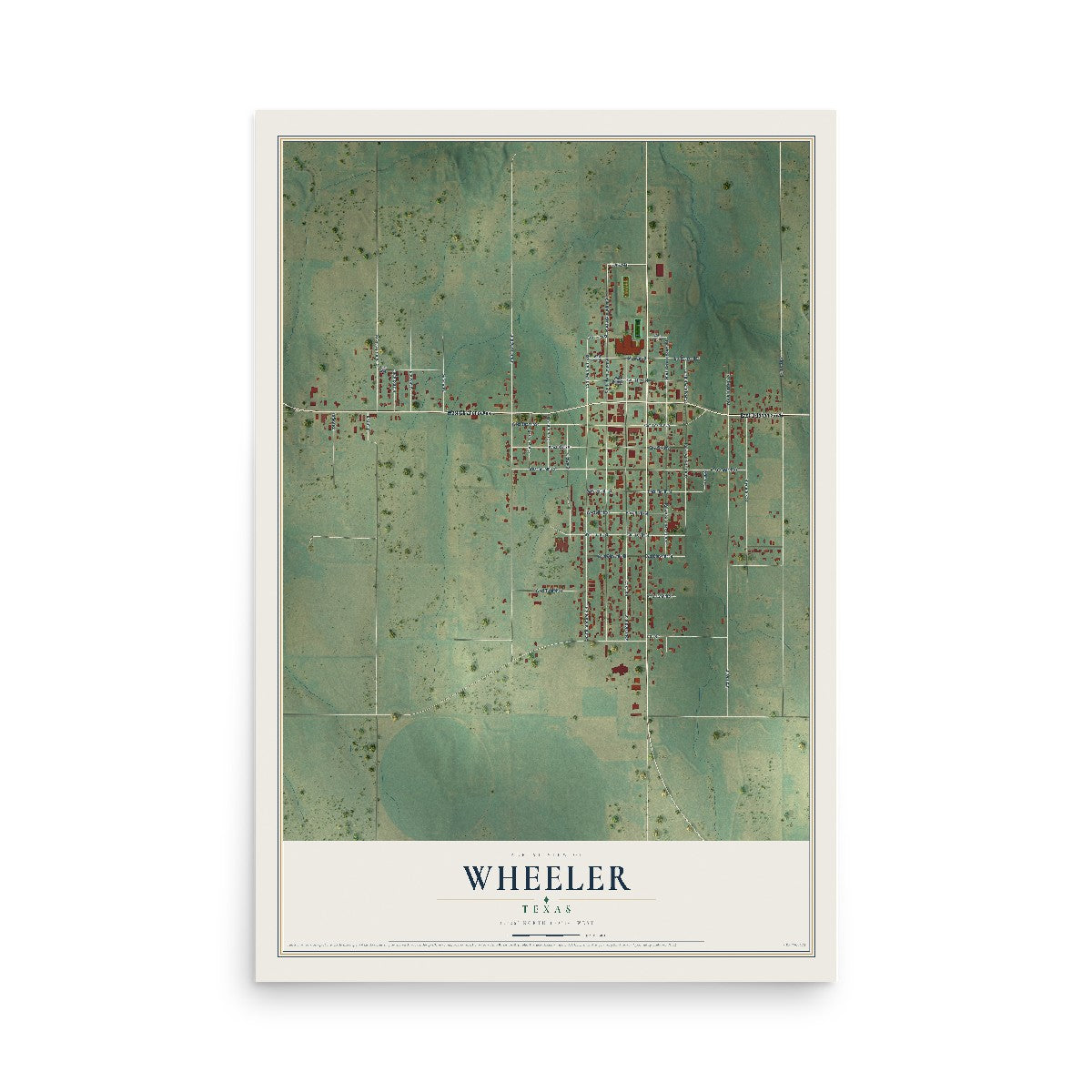 Map of Wheeler, Texas, 12 x 18 inch unframed archival matte print
