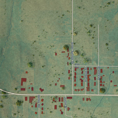 Second close-up of the map of Wheeler, Texas print showing more streets and buildings