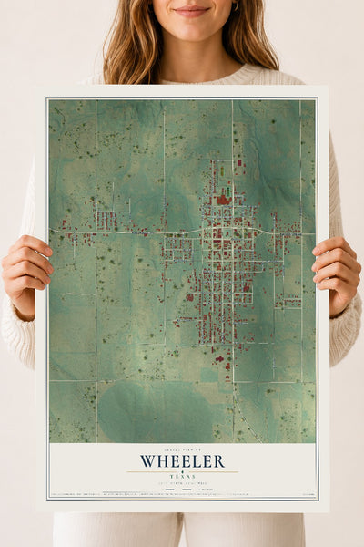 Map of Wheeler, Texas, 18 x 24 inch unframed archival matte print