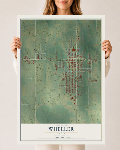 Map of Wheeler, Texas, 24 x 36 inch unframed archival matte print