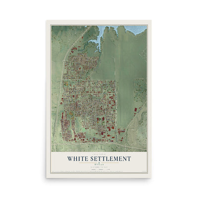 Map of White Settlement, Texas, 12 x 18 inch unframed archival matte print