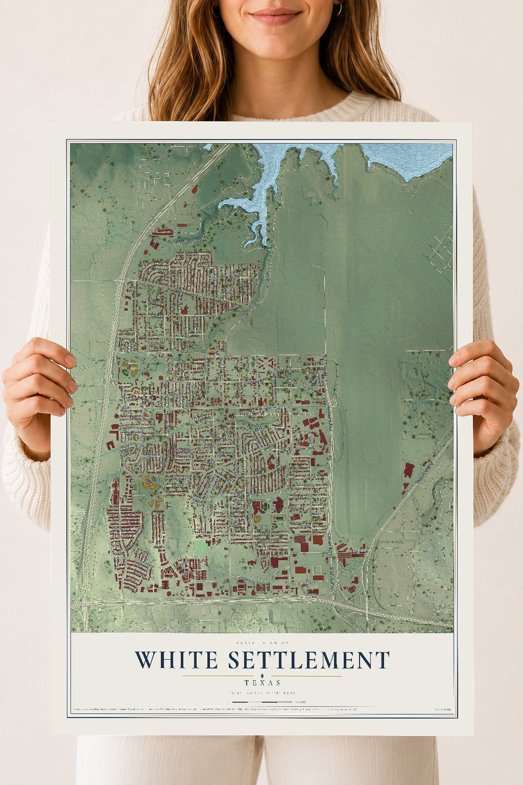 Map of White Settlement, Texas, 18 x 24 inch unframed archival matte print