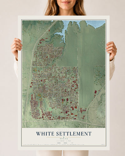 Map of White Settlement, Texas, 24 x 36 inch unframed archival matte print