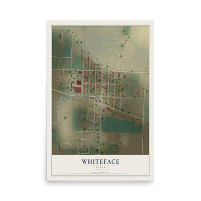 Map of Whiteface, Texas, 12 x 18 inch unframed archival matte print