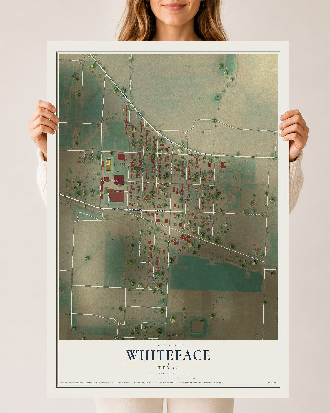 Map of Whiteface, Texas, 24 x 36 inch unframed archival matte print