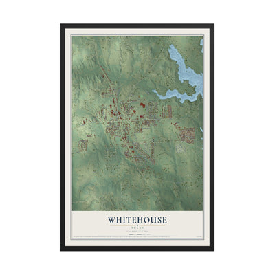 Map of Whitehouse, Texas, 12 x 18 inch print in a black wood frame