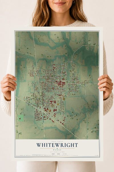 Map of Whitewright, Texas, 18 x 24 inch unframed archival matte print
