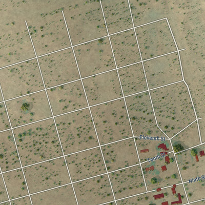 Second close-up of the map of Wickett, Texas print showing more streets and buildings
