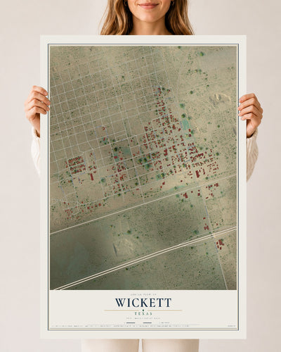 Map of Wickett, Texas, 24 x 36 inch unframed archival matte print