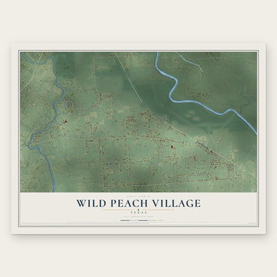 Wild Peach Village, Texas map print, the full design