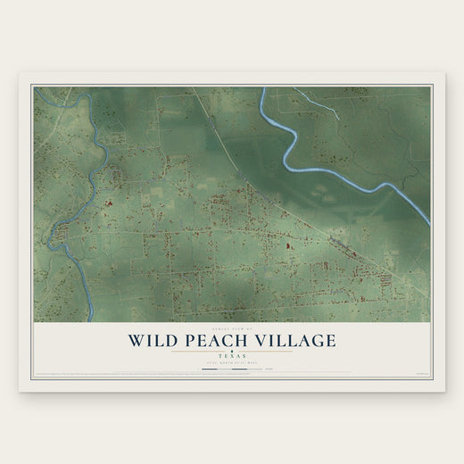 Wild Peach Village, Texas map print, the full design