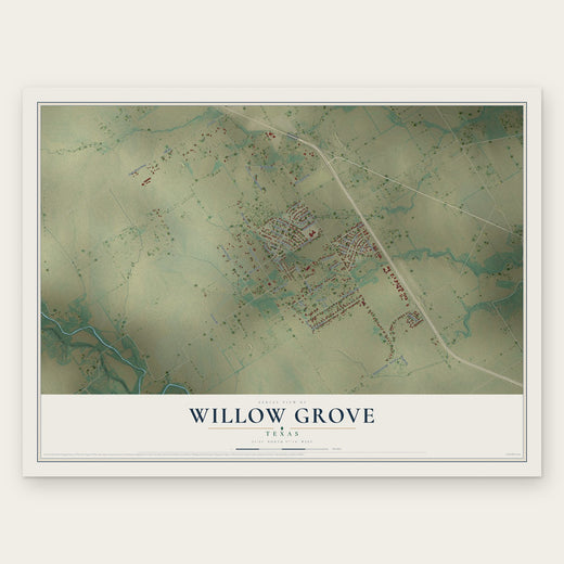 Willow Grove, Texas map print, the full design