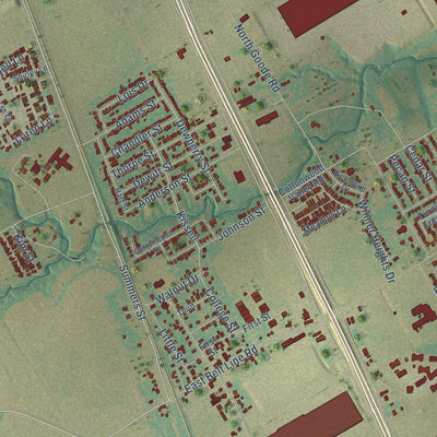 Close-up of the map of Wilmer, Texas print showing street and building detail