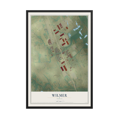 Map of Wilmer, Texas, 12 x 18 inch print in a black wood frame
