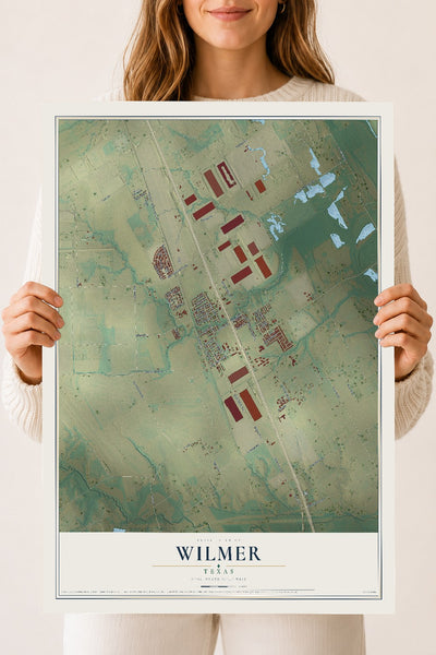 Map of Wilmer, Texas, 18 x 24 inch unframed archival matte print