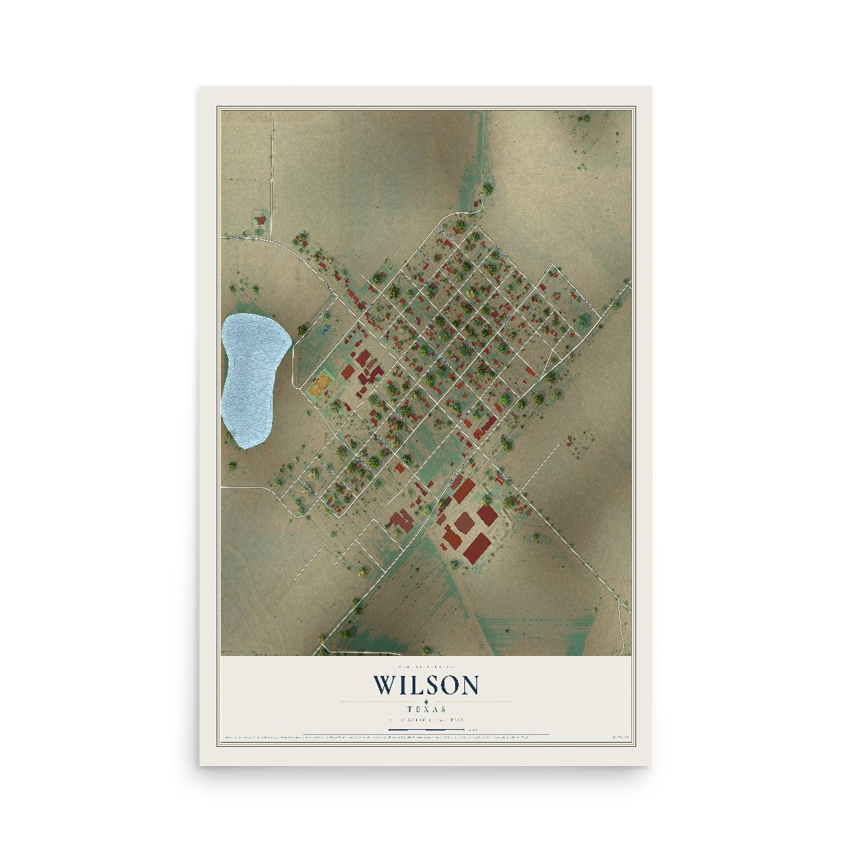 Map of Wilson, Texas, 12 x 18 inch unframed archival matte print