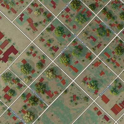 Close-up of the map of Wilson, Texas print showing street and building detail
