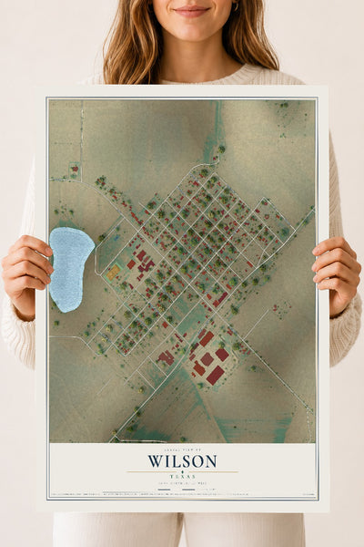 Map of Wilson, Texas, 18 x 24 inch unframed archival matte print