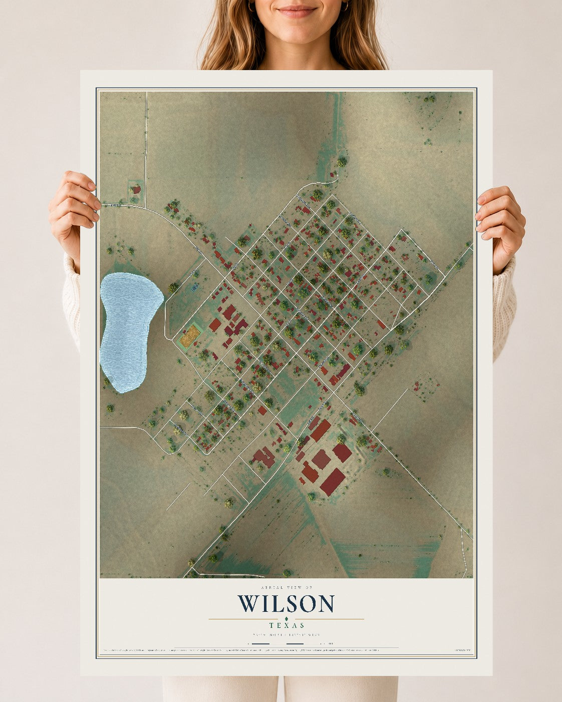Map of Wilson, Texas, 24 x 36 inch unframed archival matte print
