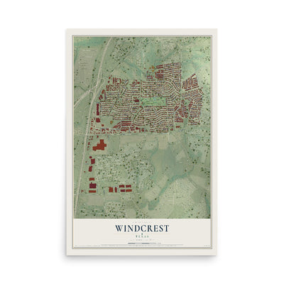 Map of Windcrest, Texas, 12 x 18 inch unframed archival matte print