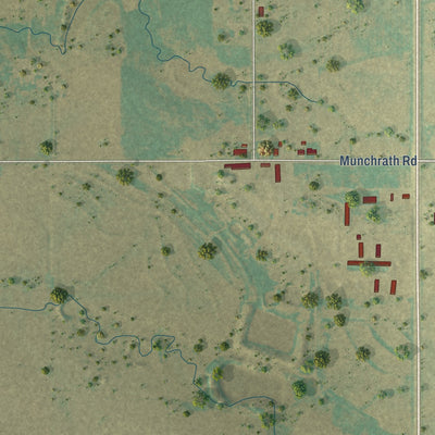 Second close-up of the map of Windthorst, Texas print showing more streets and buildings