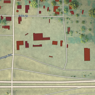 Close-up of the map of Winfield, Texas print showing street and building detail