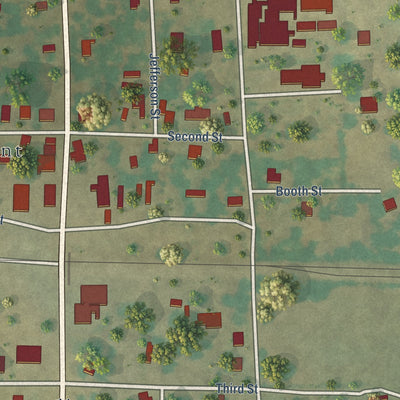 Second close-up of the map of Winfield, Texas print showing more streets and buildings