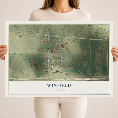 Map of Winfield, Texas, 18 x 24 inch unframed archival matte print