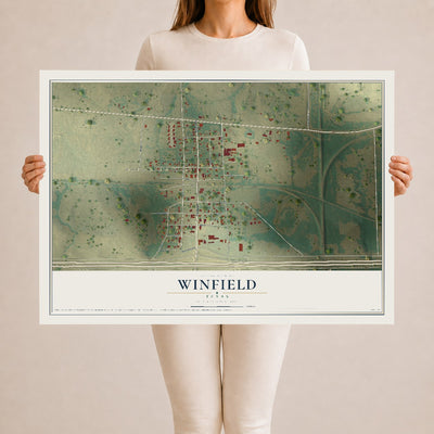 Map of Winfield, Texas, 24 x 36 inch unframed archival matte print