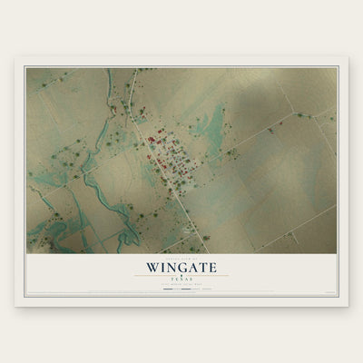 Wingate, Texas map print, the full design