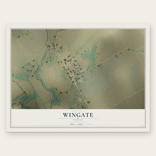 Wingate, Texas map print, the full design