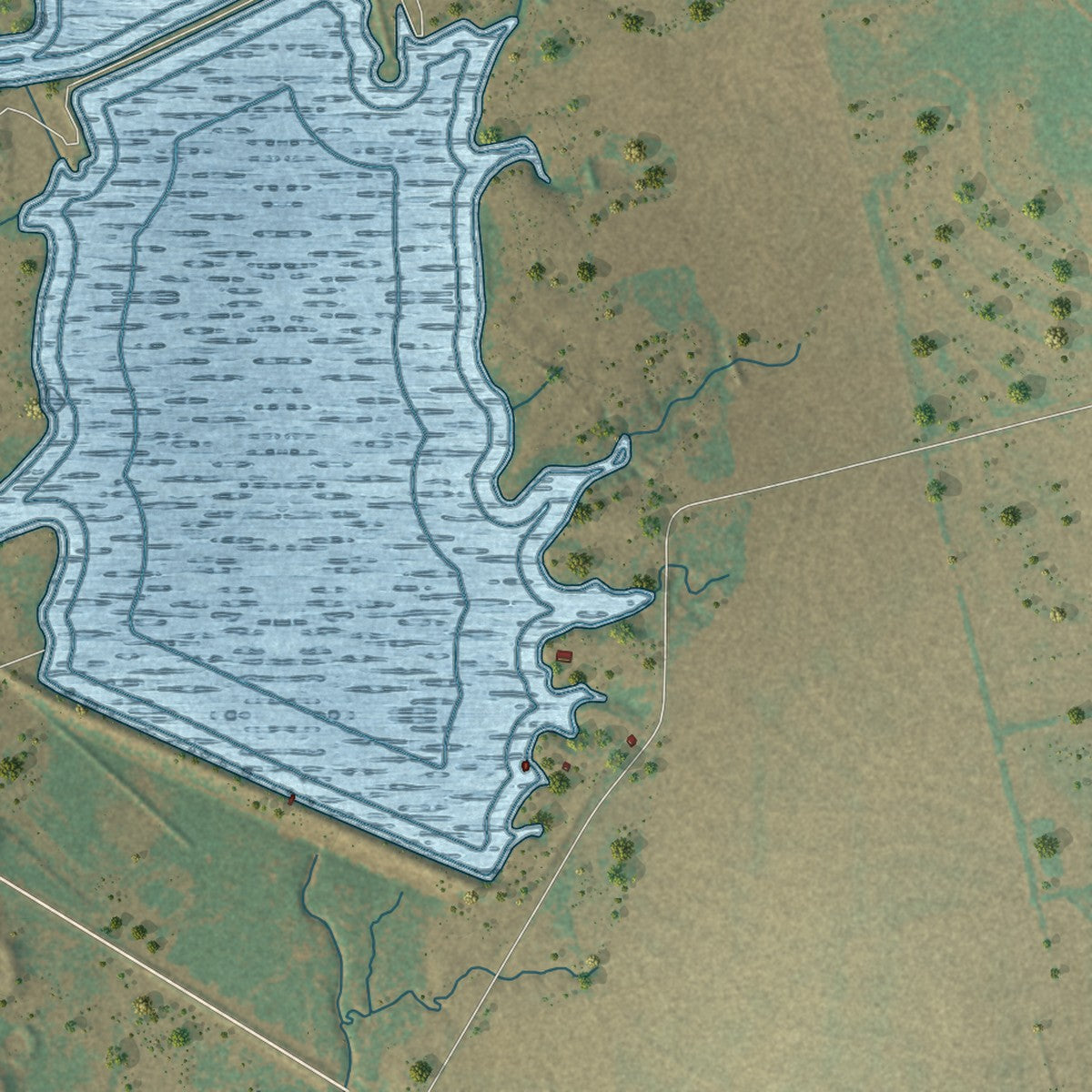 Close-up of the map of Winters, Texas print showing street and building detail