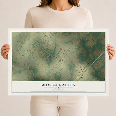 Map of Wixon Valley, Texas, 12 x 18 inch unframed archival matte print