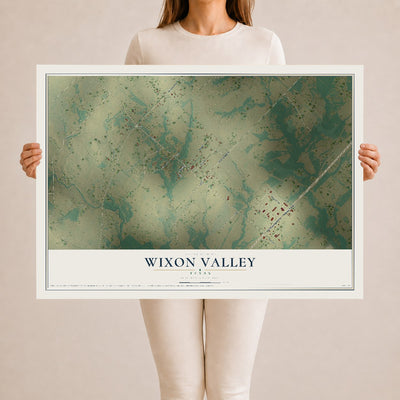 Map of Wixon Valley, Texas, 24 x 36 inch unframed archival matte print