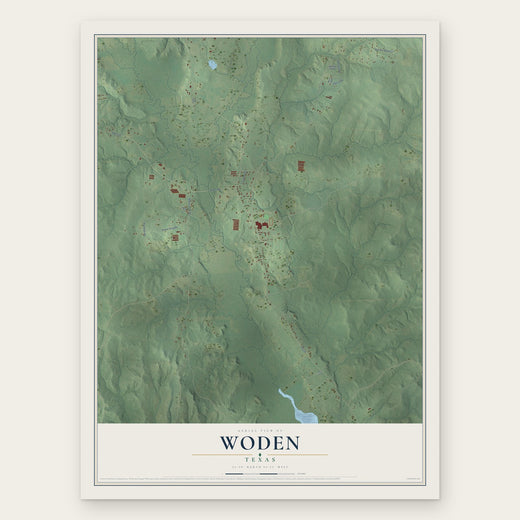 Woden, Texas map print, the full design