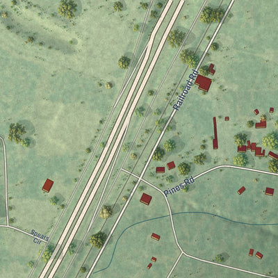 Second close-up of the map of Woodbranch, Texas print showing more streets and buildings