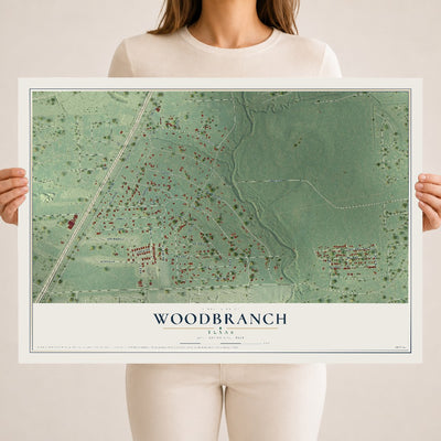 Map of Woodbranch, Texas, 18 x 24 inch unframed archival matte print